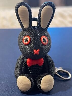 Custom 3D Knit Rabbit With Button Eyes Keychain 2.5”